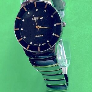 Geneva Hematite Diamond Look Men's Watch